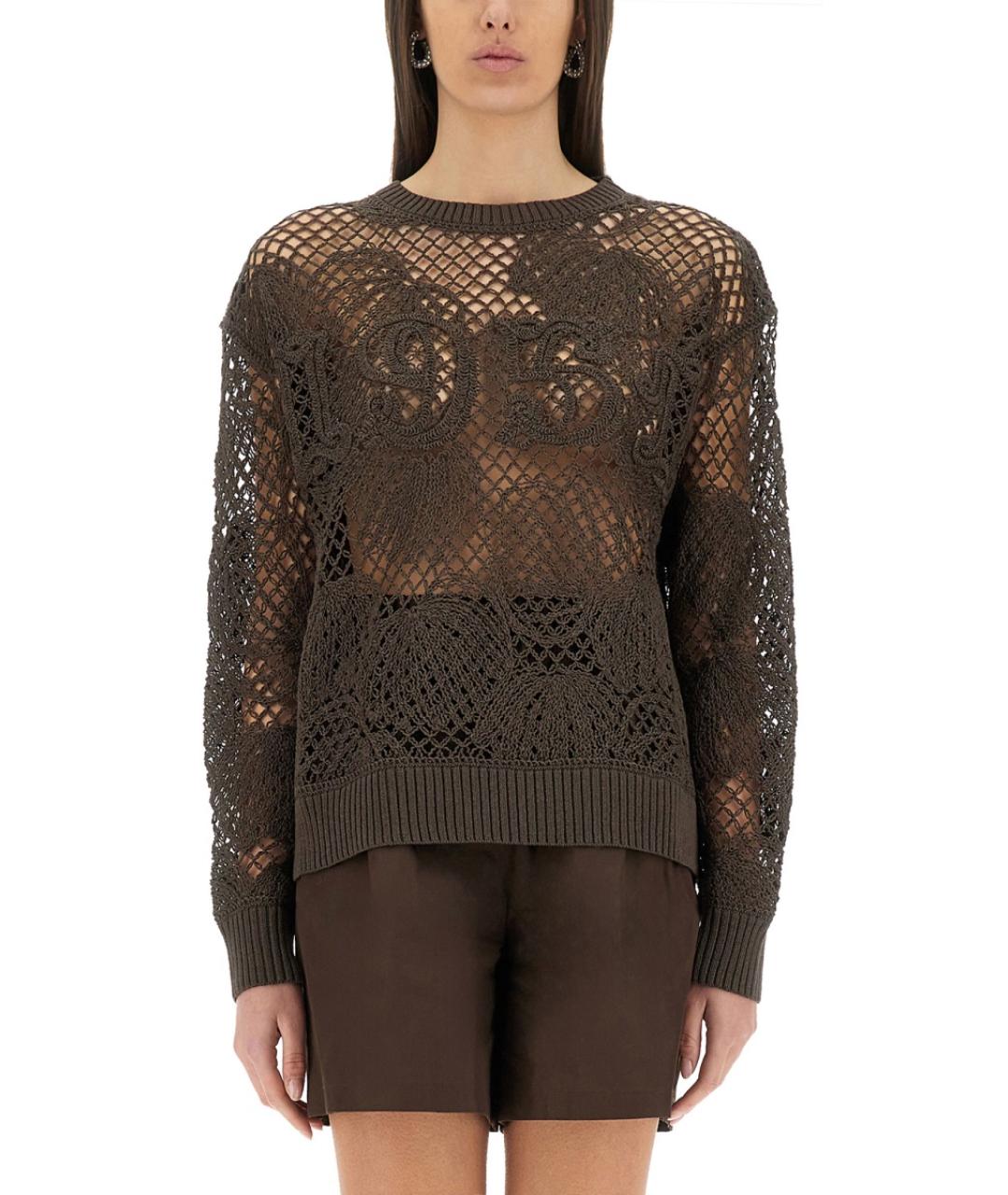 MAX MARA Коричневый хлопковый джемпер / свитер, фото 2