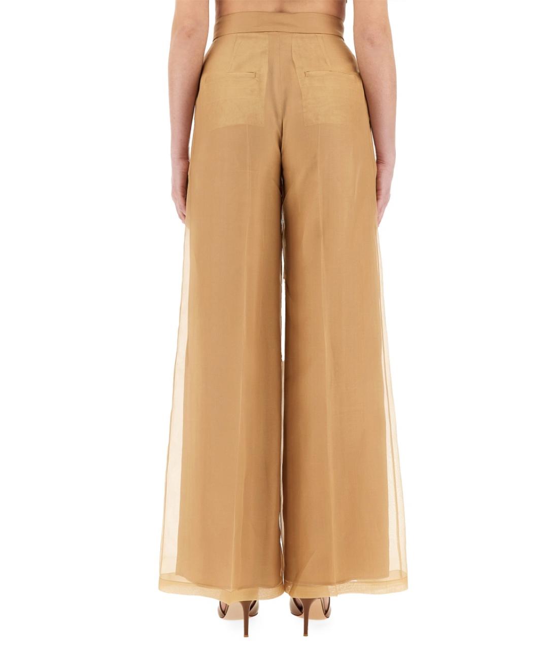 MAX MARA Бежевые шелковые прямые брюки, фото 3