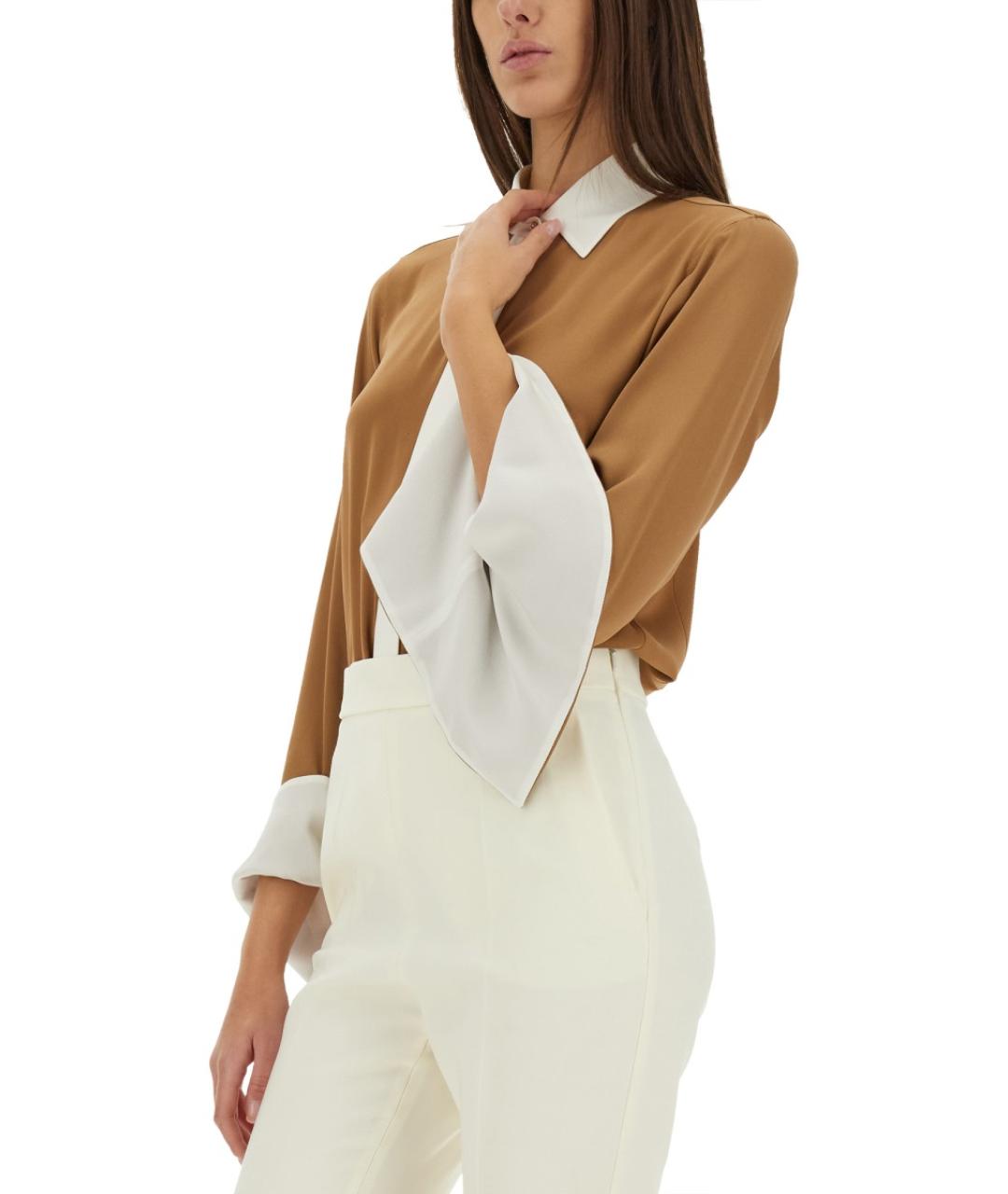 MAX MARA Бежевая шелковая рубашка, фото 4