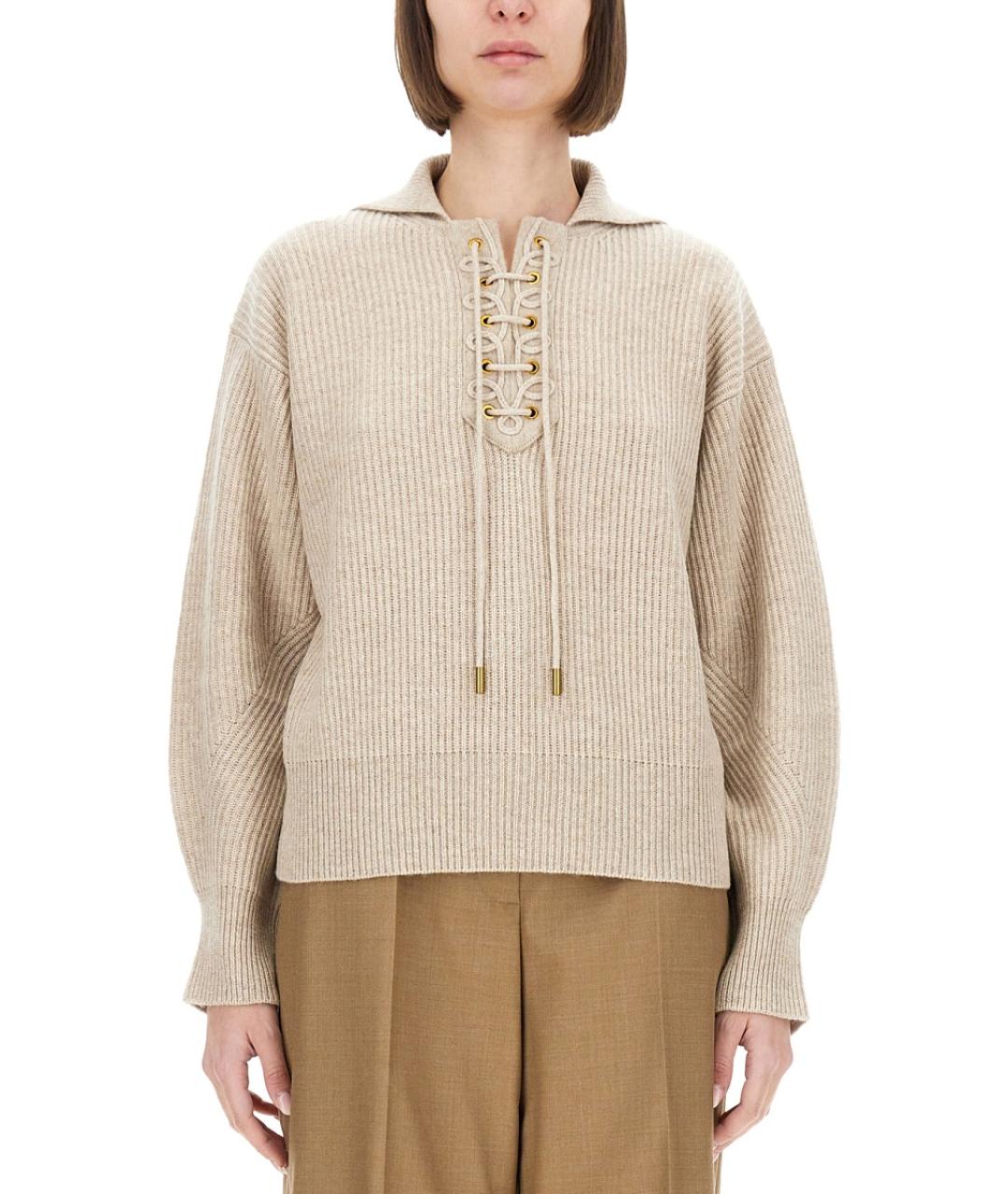 MAX MARA Бежевый шерстяной джемпер / свитер, фото 2