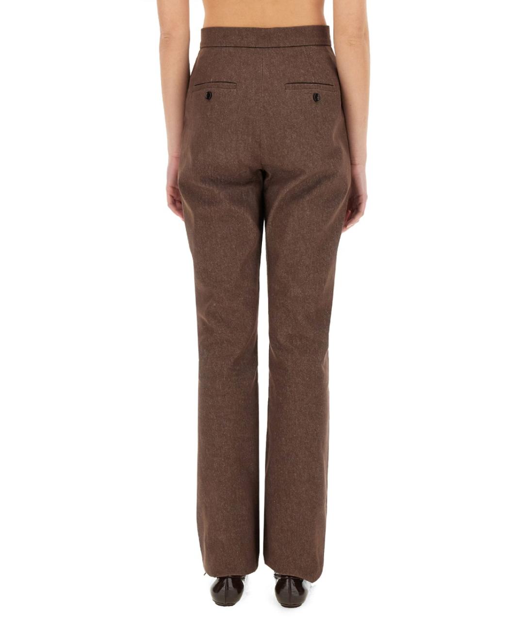 MAX MARA Коричневые хлопковые прямые брюки, фото 3
