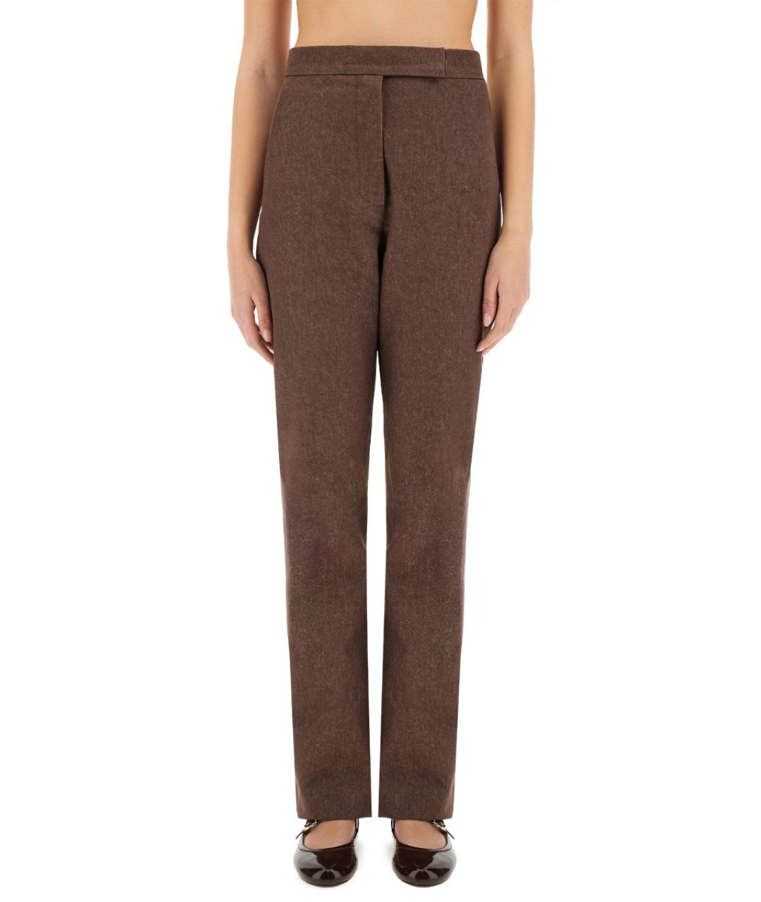 MAX MARA Коричневые хлопковые прямые брюки, фото 5