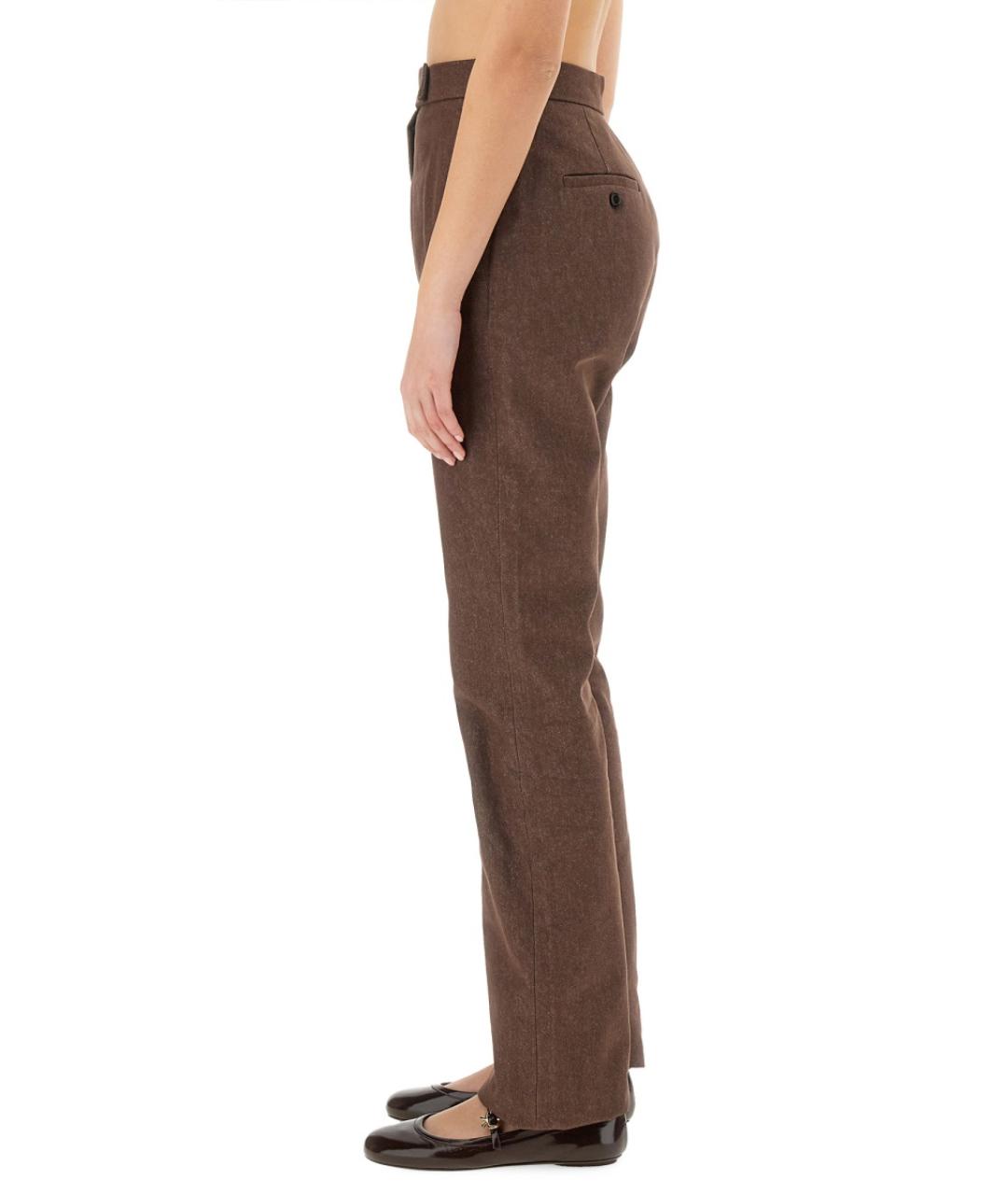 MAX MARA Коричневые хлопковые прямые брюки, фото 4