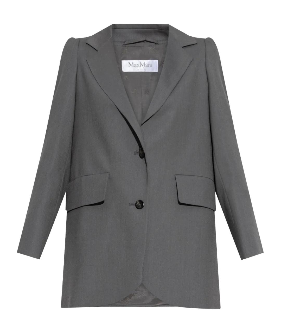 MAX MARA Серый шерстяной жакет/пиджак, фото 1