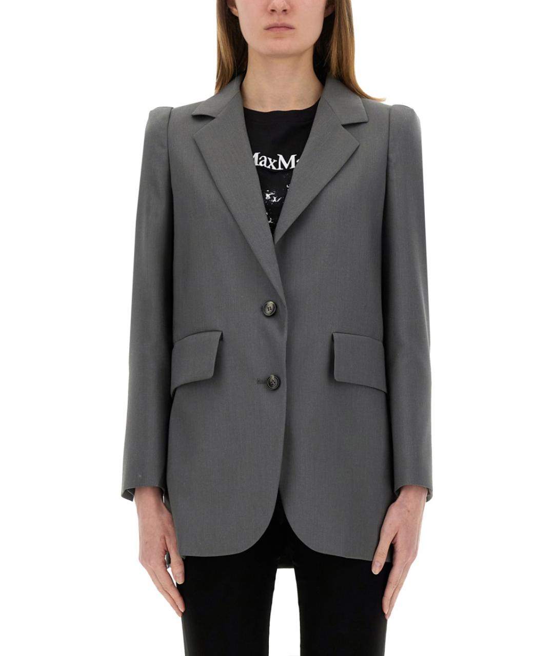 MAX MARA Серый шерстяной жакет/пиджак, фото 2
