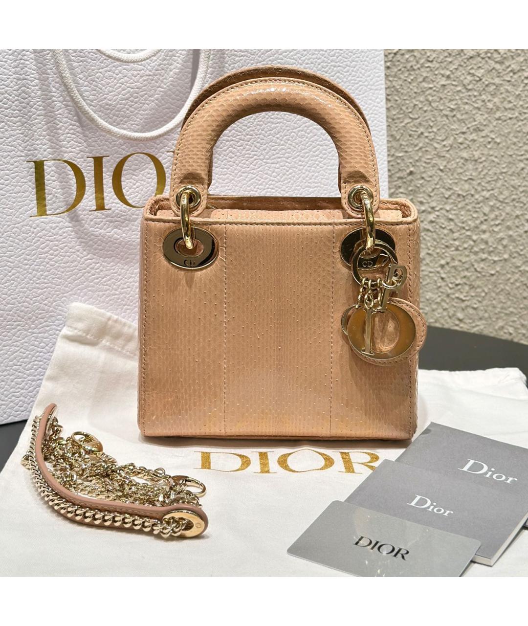 CHRISTIAN DIOR Коралловая кожаная сумка тоут, фото 8