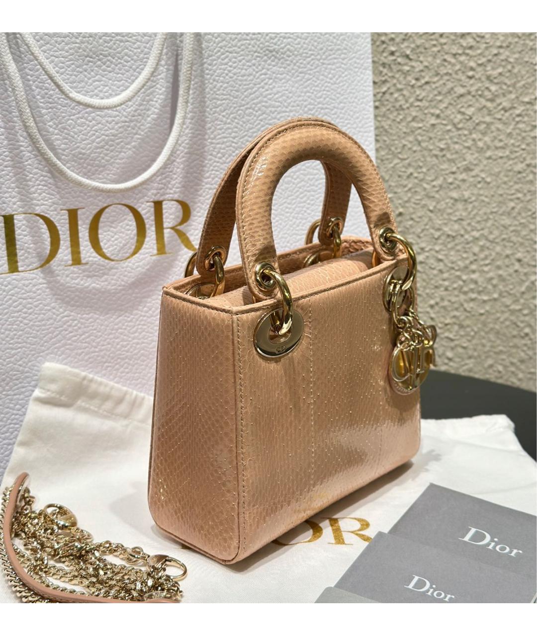 CHRISTIAN DIOR Коралловая кожаная сумка тоут, фото 4