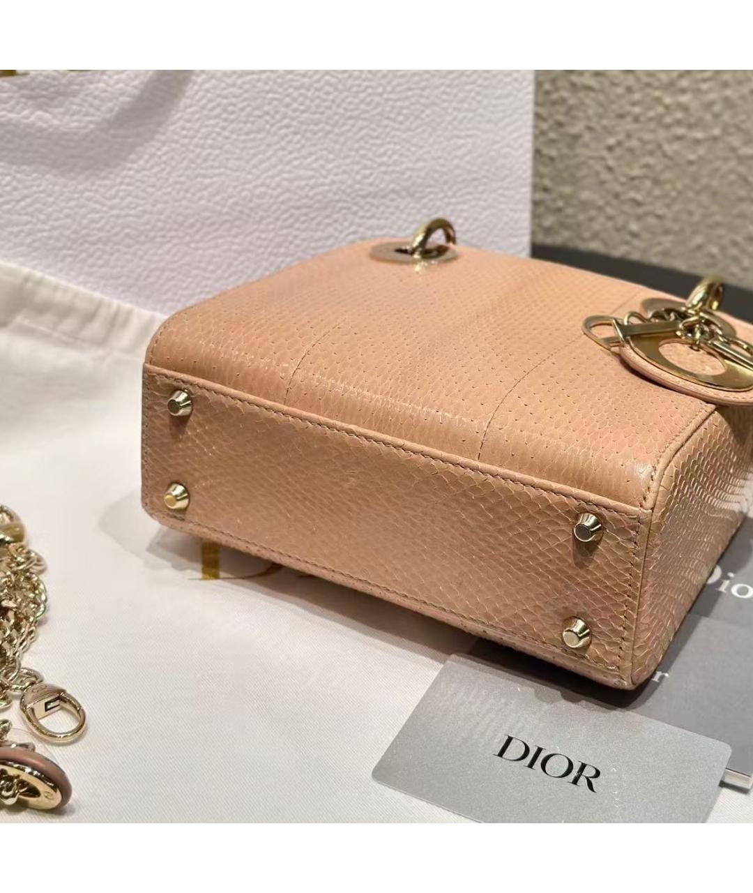 CHRISTIAN DIOR Коралловая кожаная сумка тоут, фото 6
