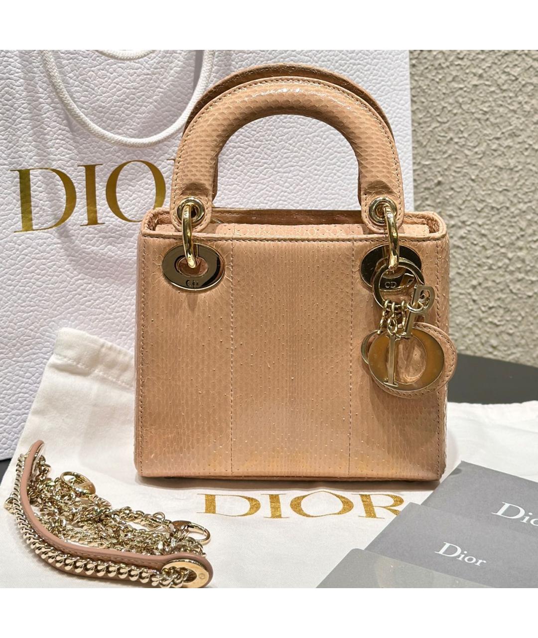 CHRISTIAN DIOR Коралловая кожаная сумка тоут, фото 2