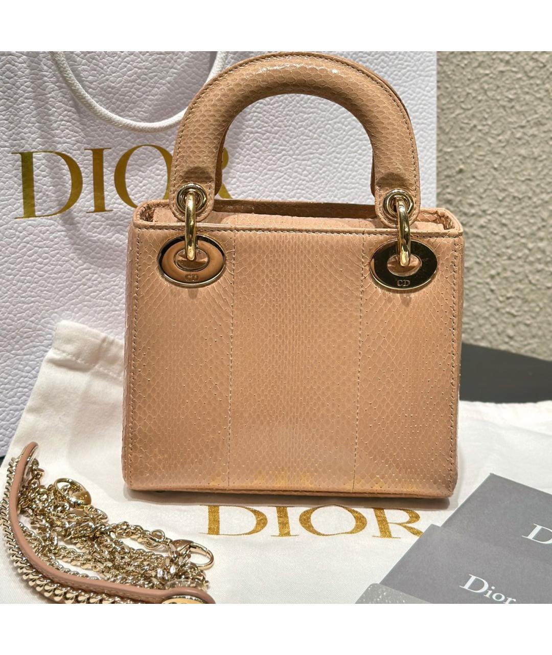 CHRISTIAN DIOR Коралловая кожаная сумка тоут, фото 5