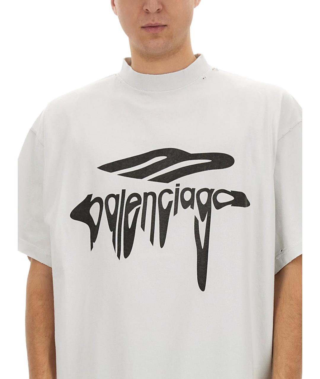BALENCIAGA Белая хлопковая футболка, фото 6
