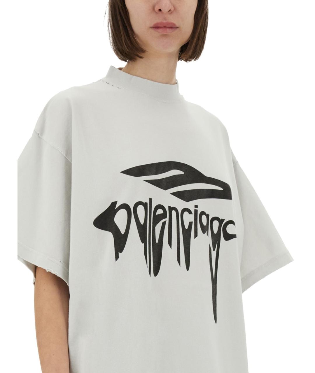 BALENCIAGA Белая хлопковая футболка, фото 8