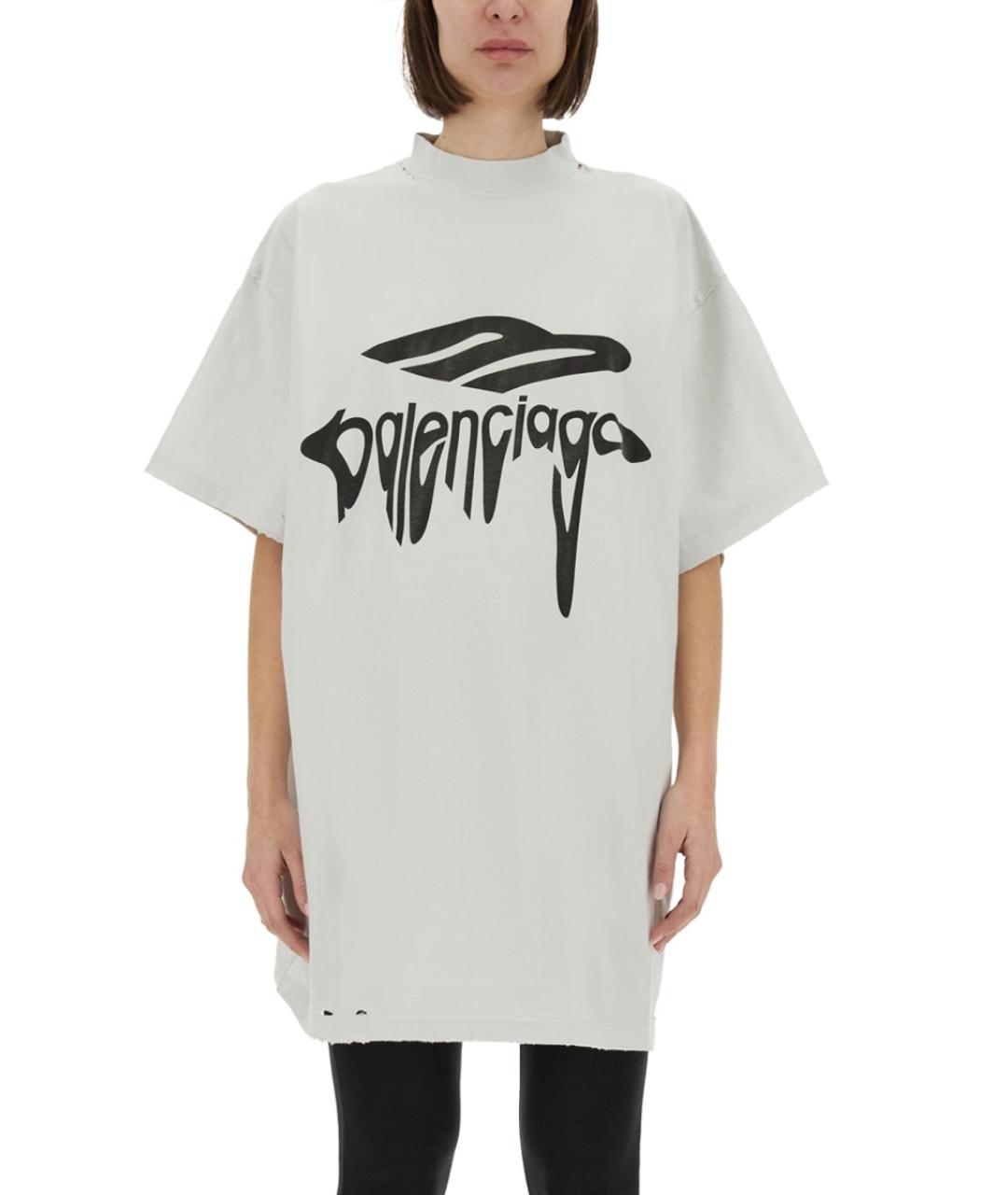 BALENCIAGA Белая хлопковая футболка, фото 2
