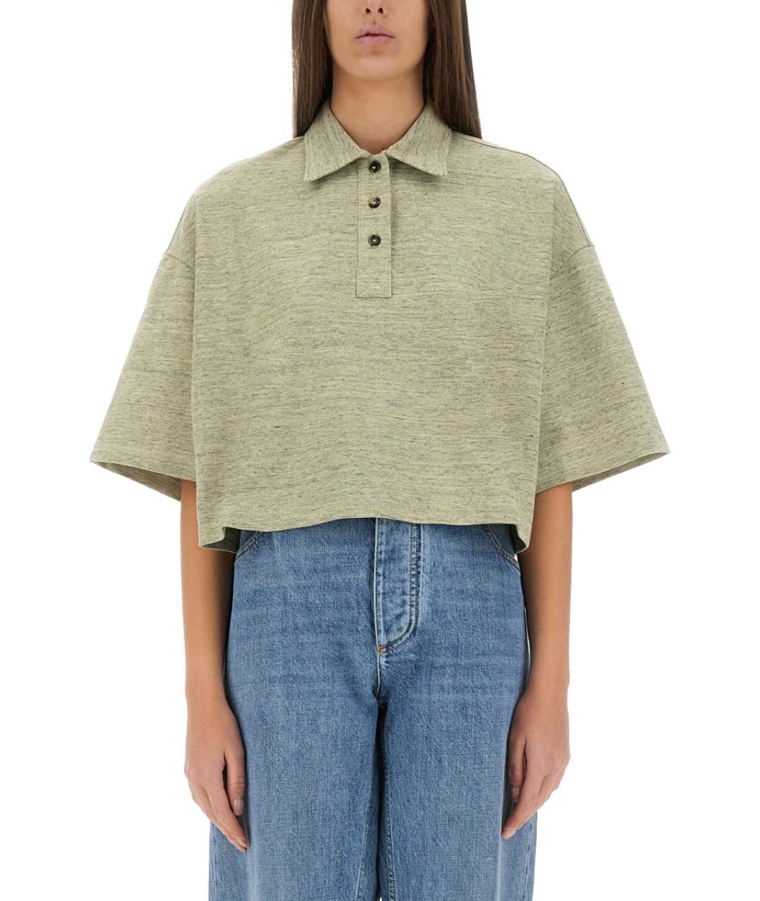 BOTTEGA VENETA Зеленая хлопковая футболка, фото 2