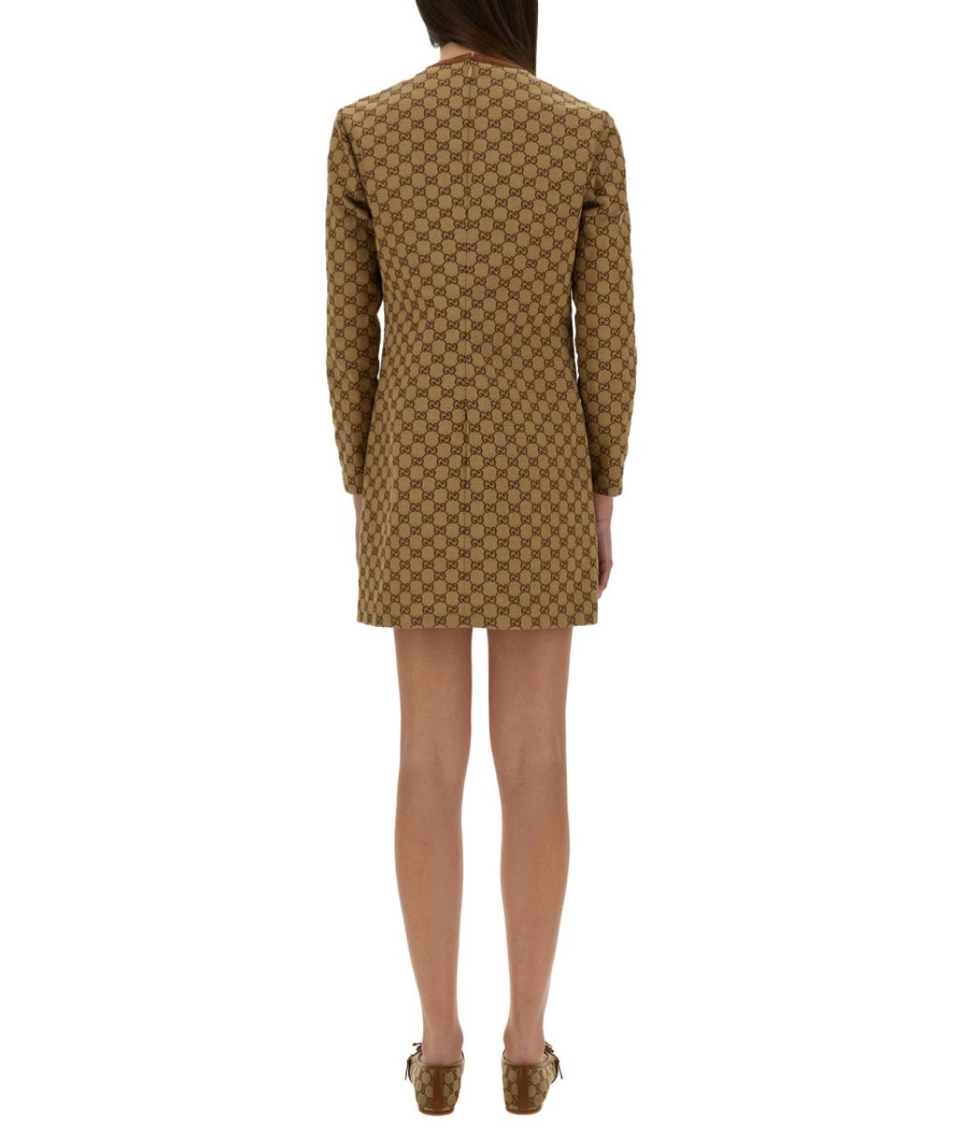 GUCCI Бежевое хлопковое повседневное платье, фото 4
