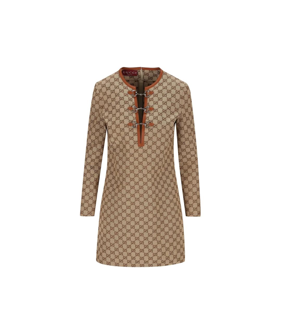 GUCCI Бежевое хлопковое повседневное платье, фото 1