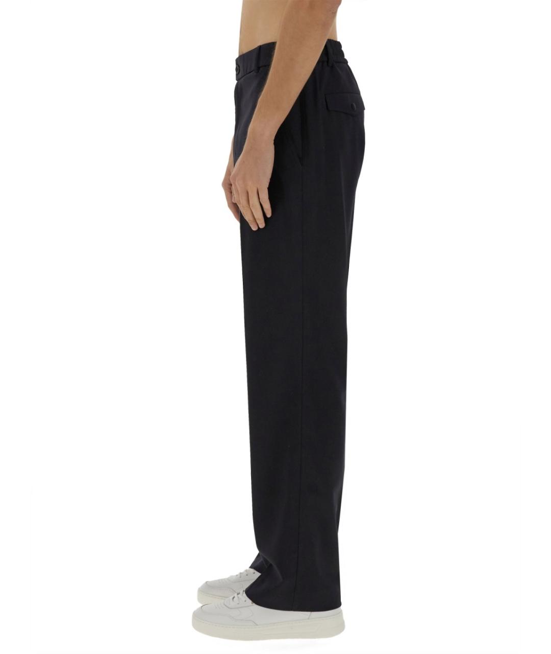 MONCLER Синие шерстяные повседневные брюки, фото 5