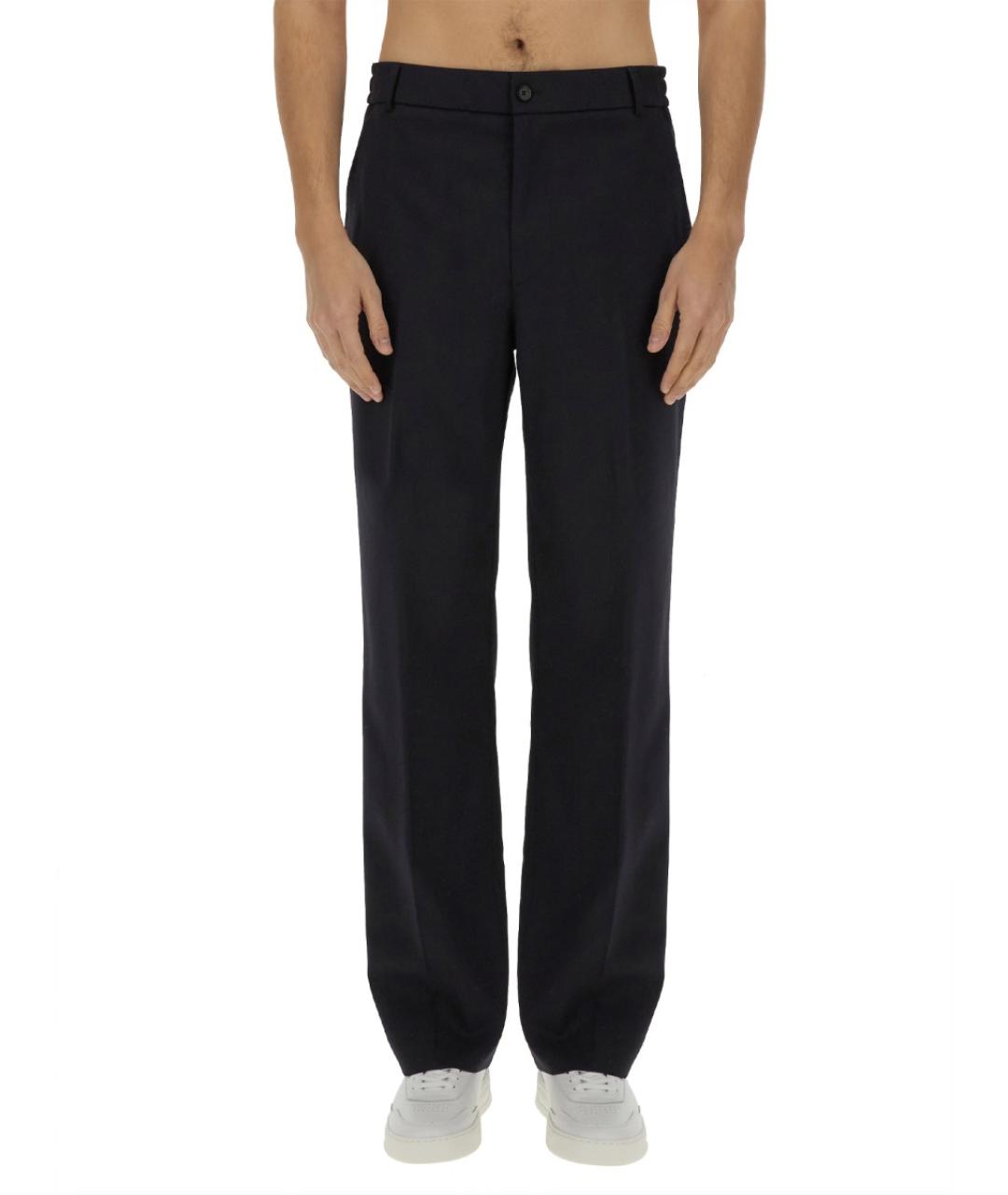 MONCLER Синие шерстяные повседневные брюки, фото 2