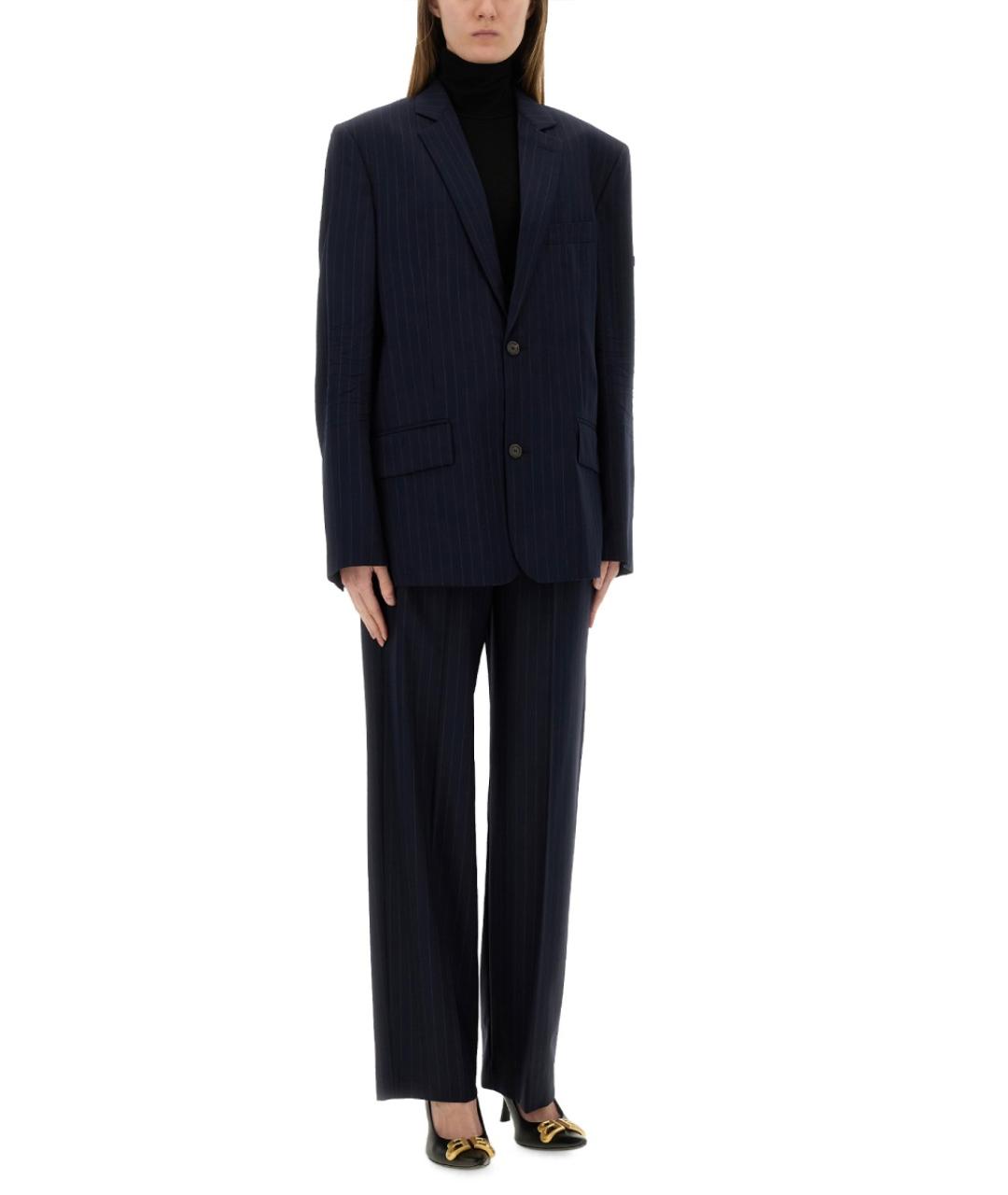 BALENCIAGA Синие шерстяные прямые брюки, фото 3