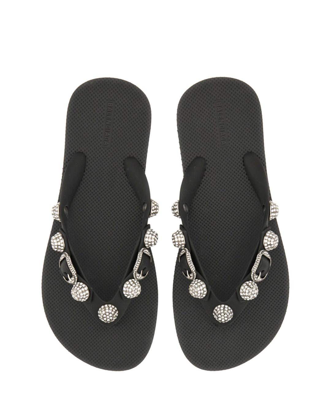 BALENCIAGA Черные резиновые шлепанцы, фото 5