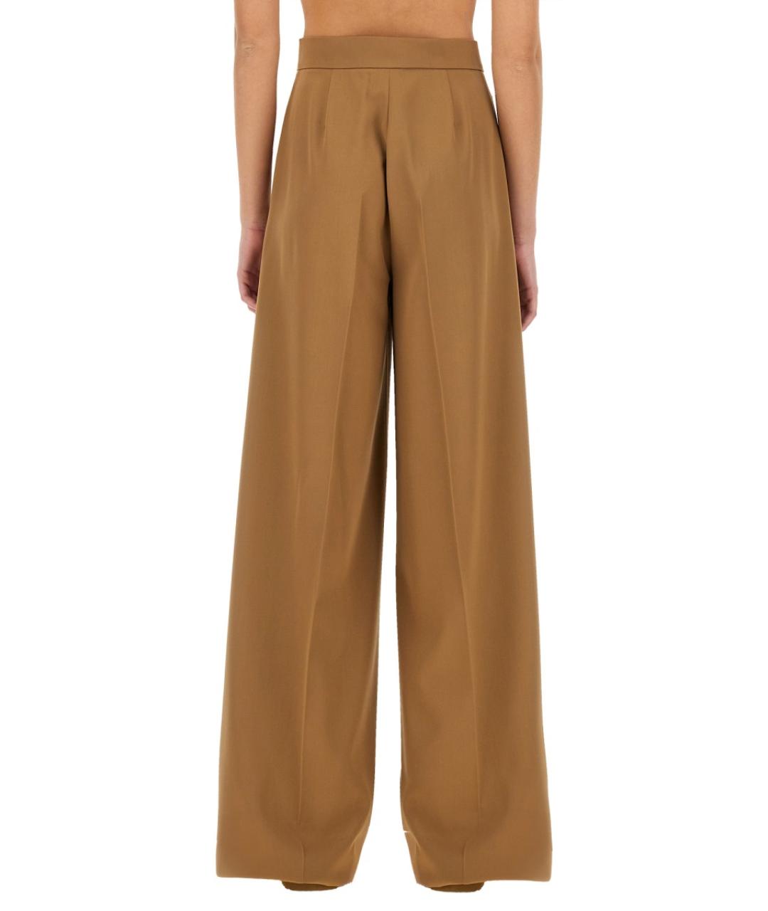 MAX MARA Бежевые шерстяные прямые брюки, фото 4