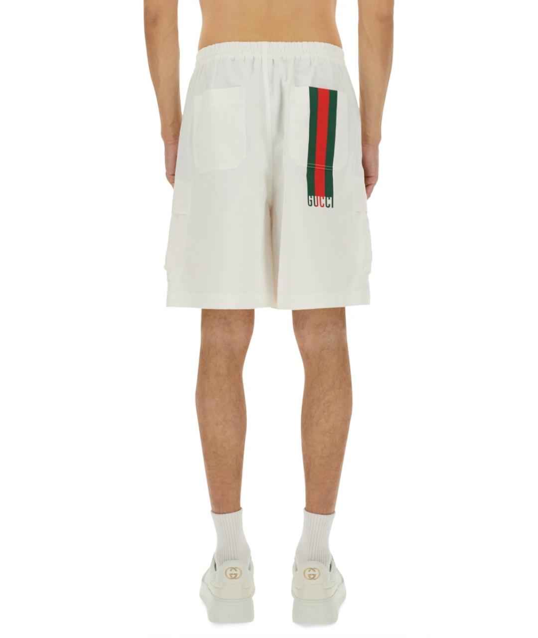 GUCCI Белые хлопковые шорты, фото 4