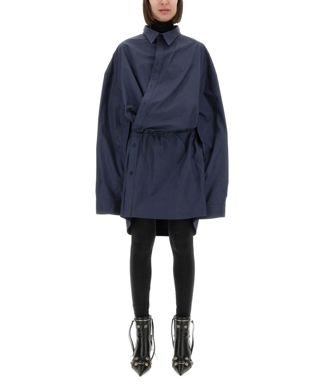 BALENCIAGA Темно-синее хлопковое повседневное платье, фото 2