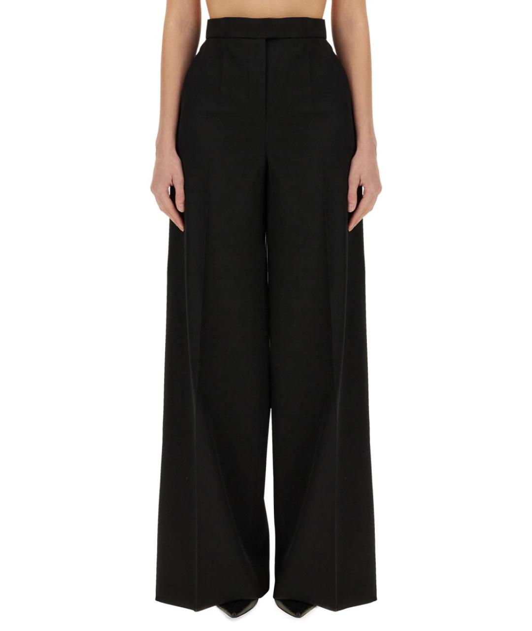 MAX MARA Черные шерстяные прямые брюки, фото 5