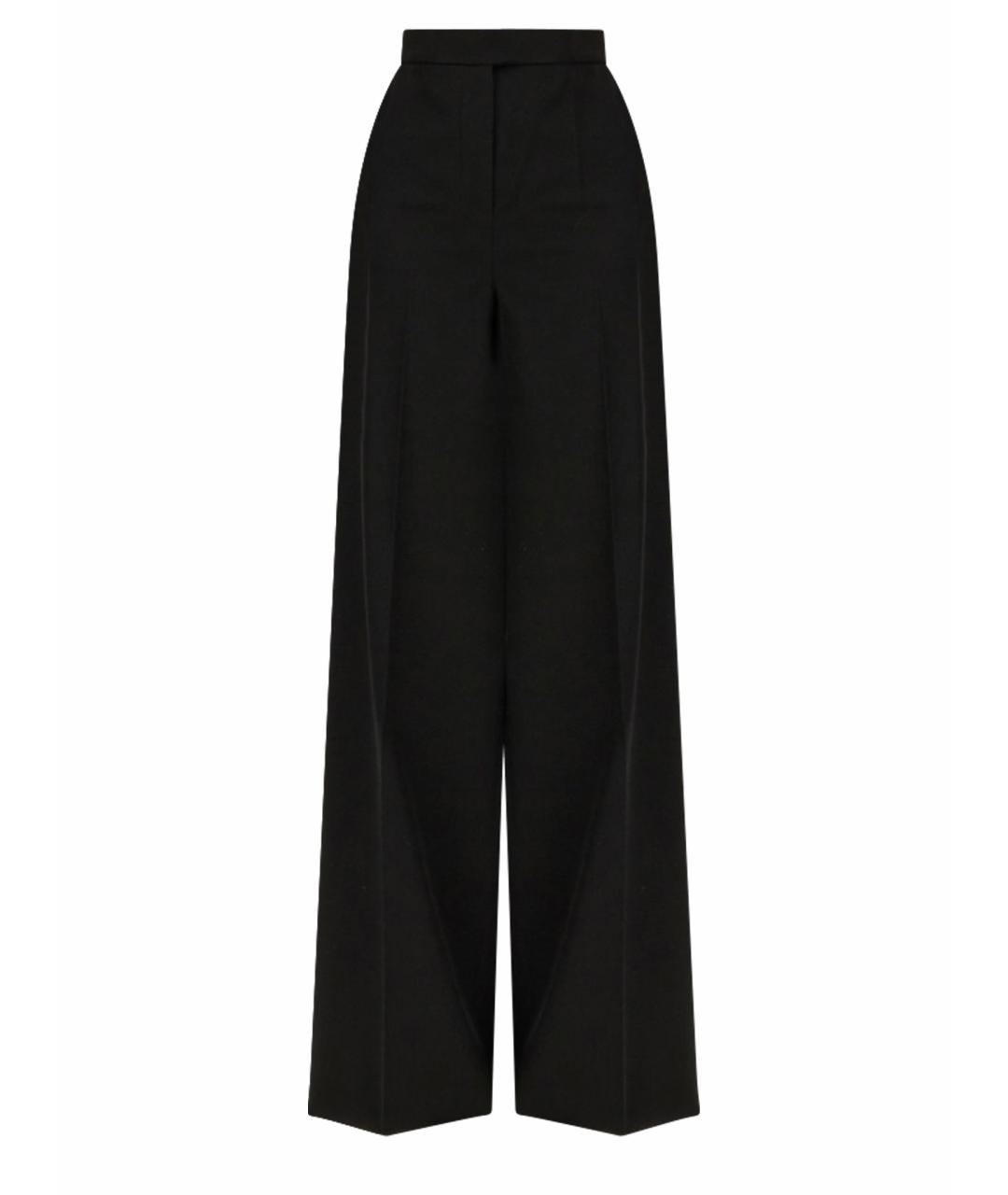 MAX MARA Черные шерстяные прямые брюки, фото 1