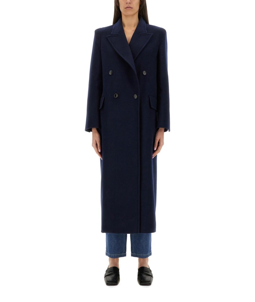 MAX MARA Синий шерстяной тренч/плащ, фото 2