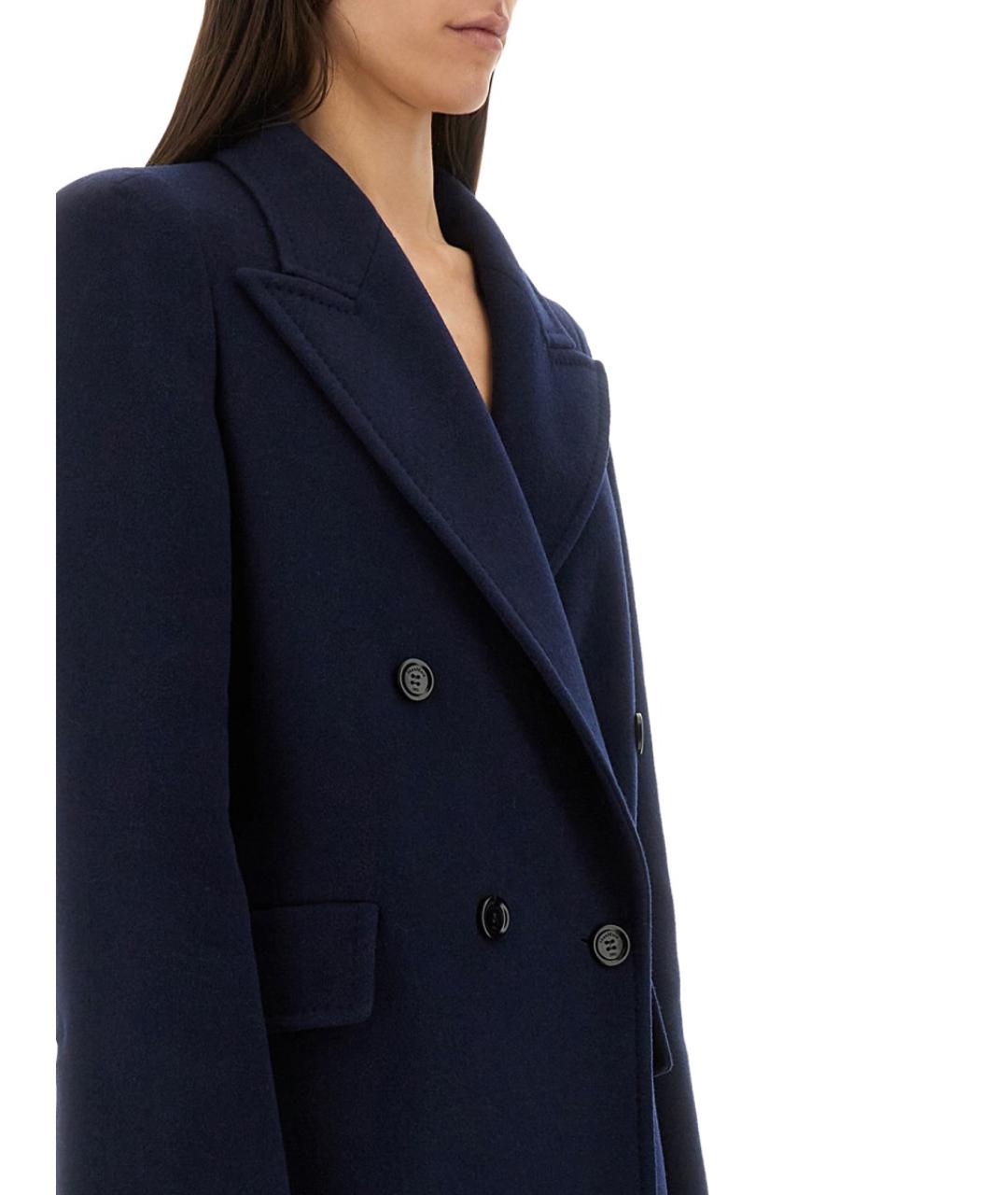 MAX MARA Синий шерстяной тренч/плащ, фото 5