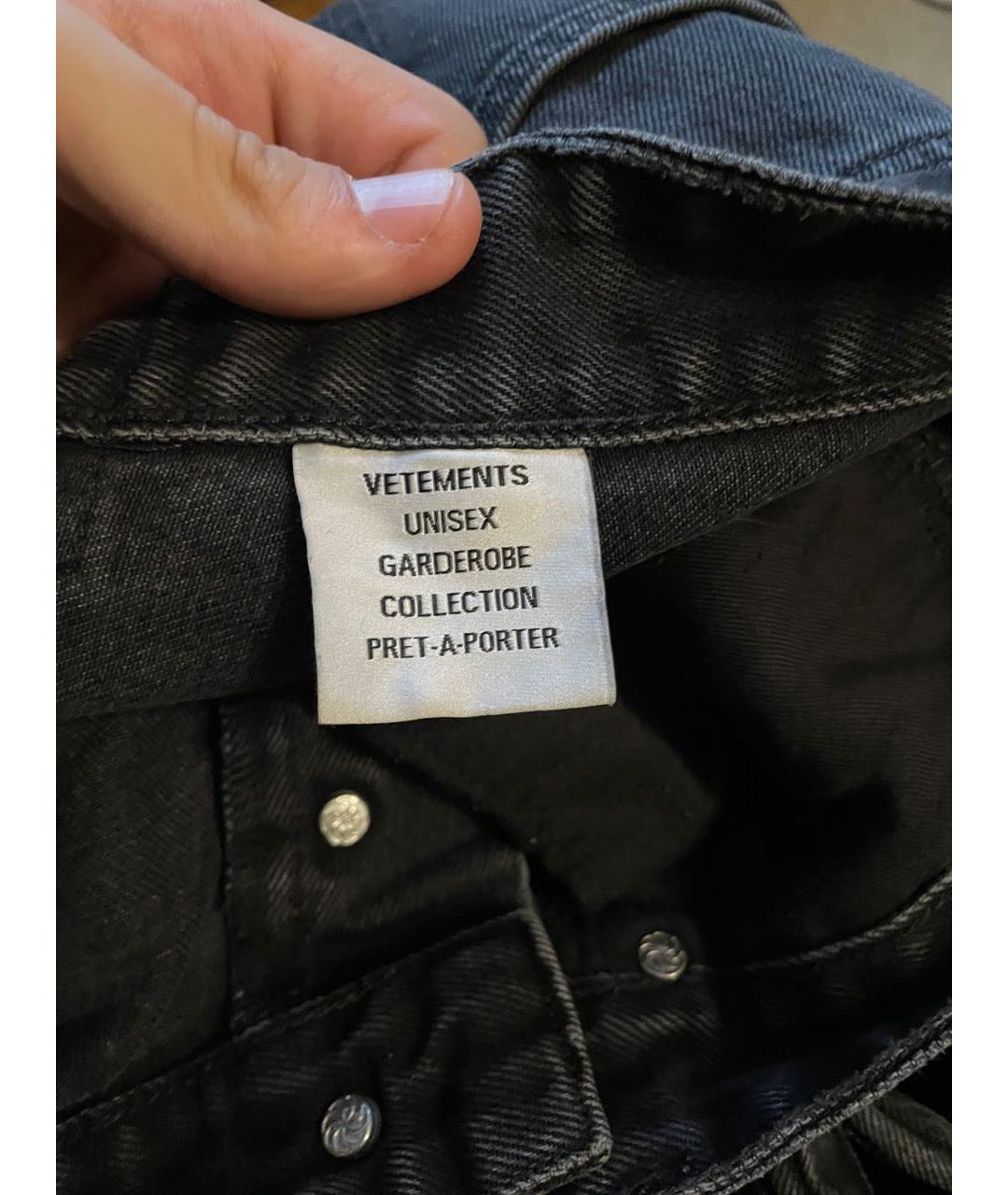 VETEMENTS Антрацитовые хлопковые прямые джинсы, фото 3