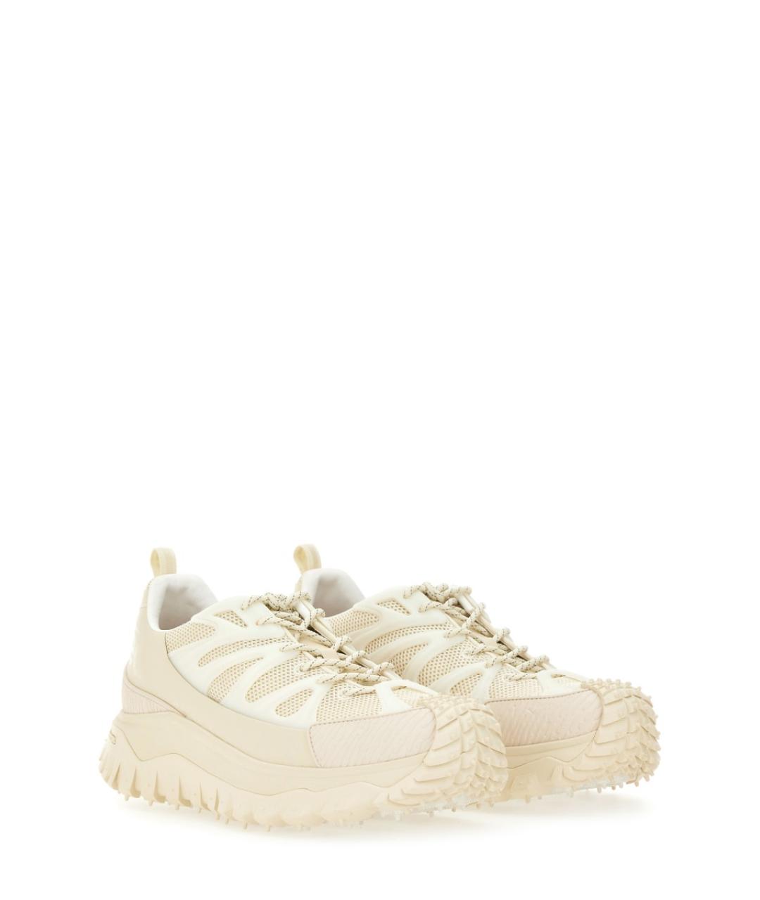 MONCLER Белые кожаные низкие кроссовки / кеды, фото 2