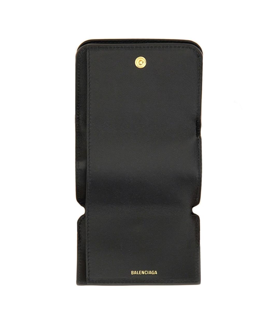 BALENCIAGA Черный кожаный кошелек, фото 4