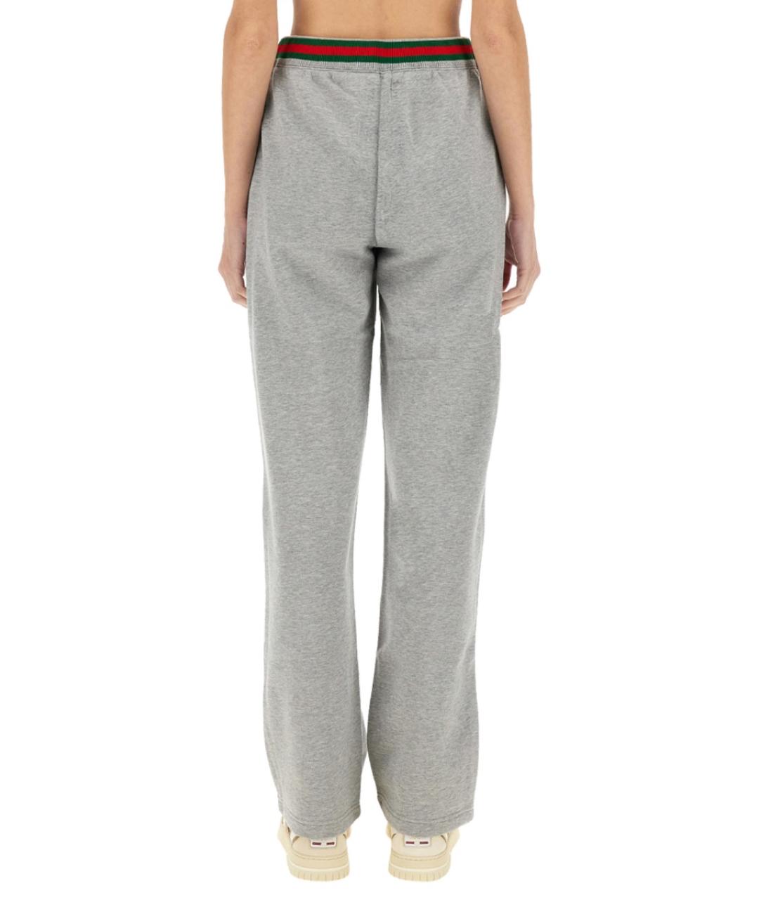 GUCCI Серые хлопковые прямые брюки, фото 4