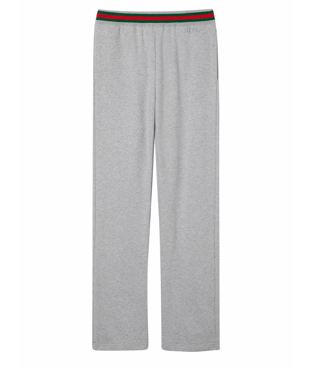 GUCCI Серые хлопковые прямые брюки, фото 1