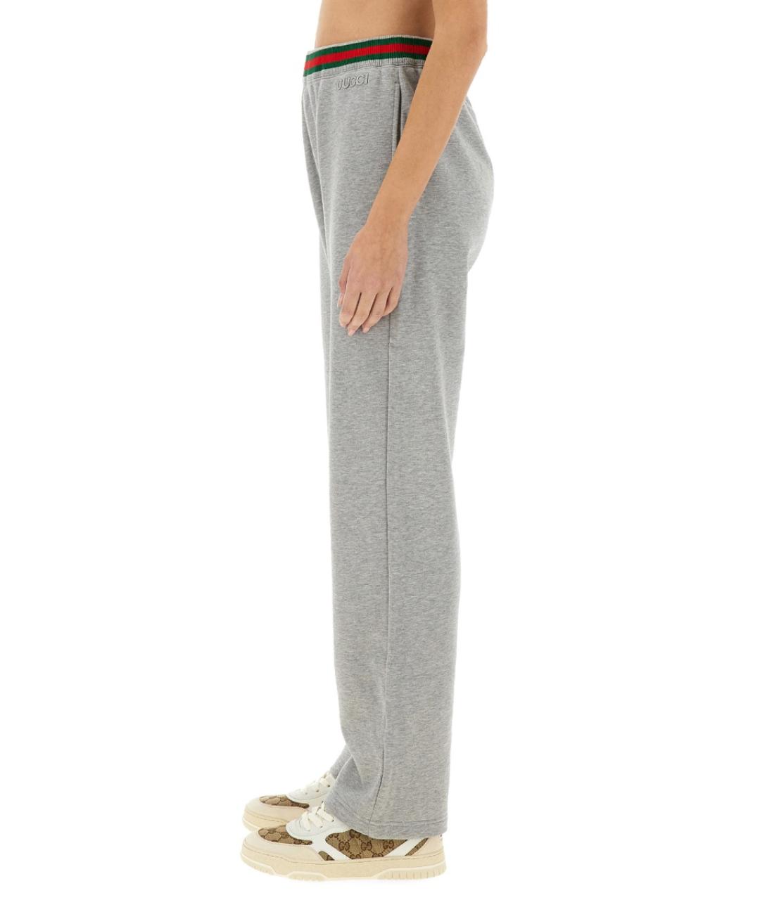 GUCCI Серые хлопковые прямые брюки, фото 5