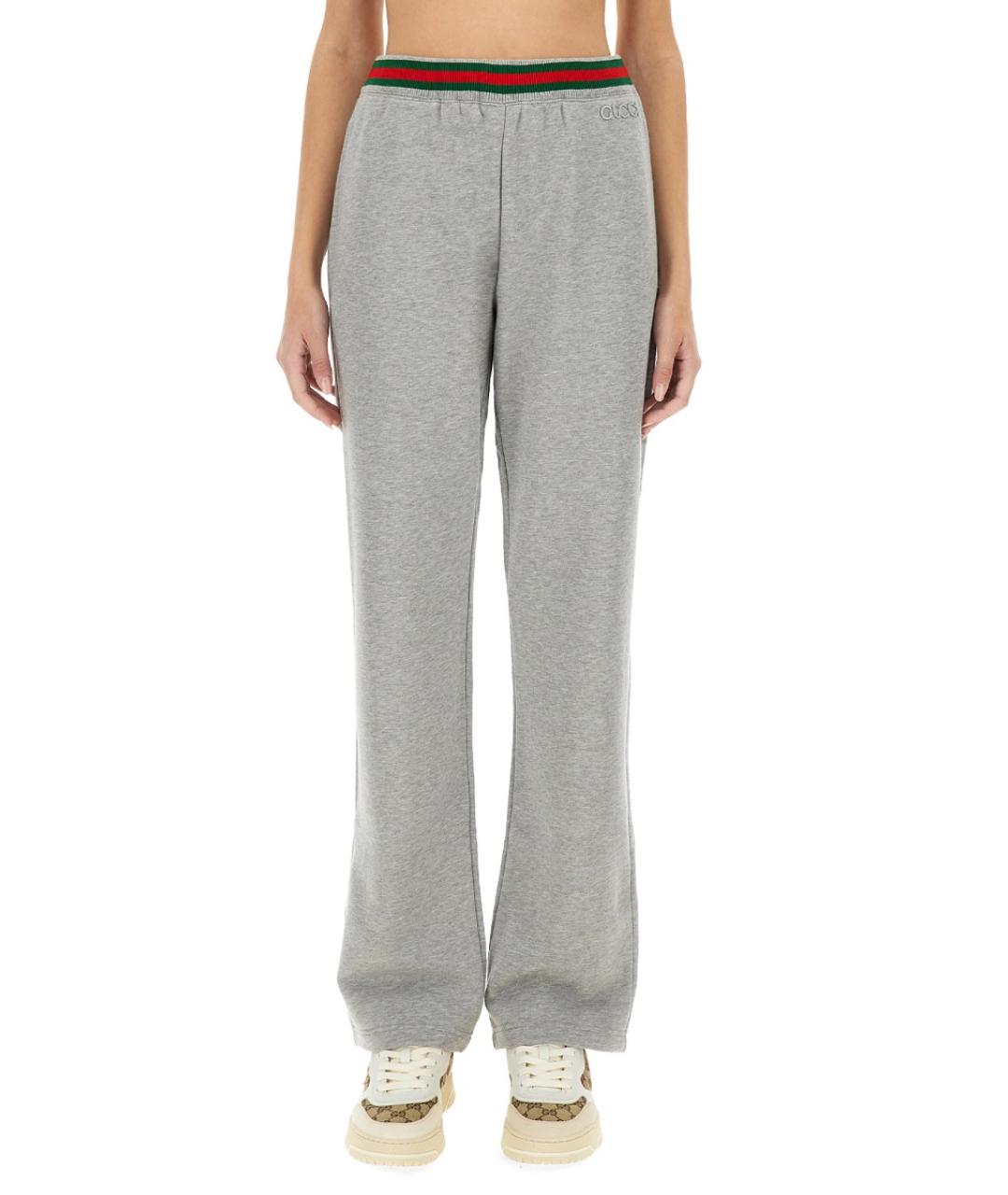 GUCCI Серые хлопковые прямые брюки, фото 2