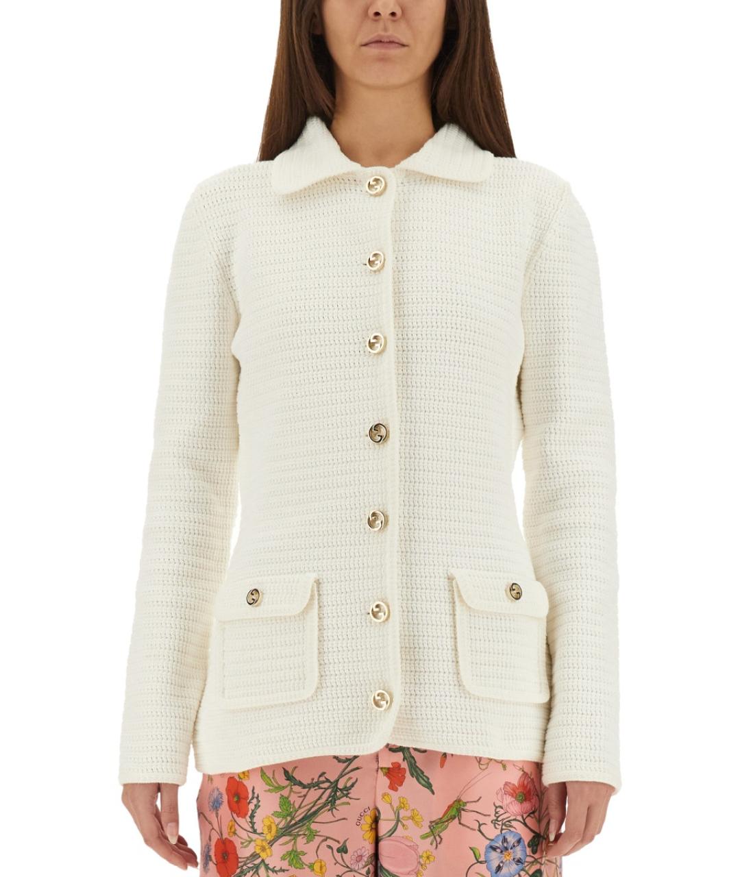 GUCCI Белый хлопковый кардиган, фото 2