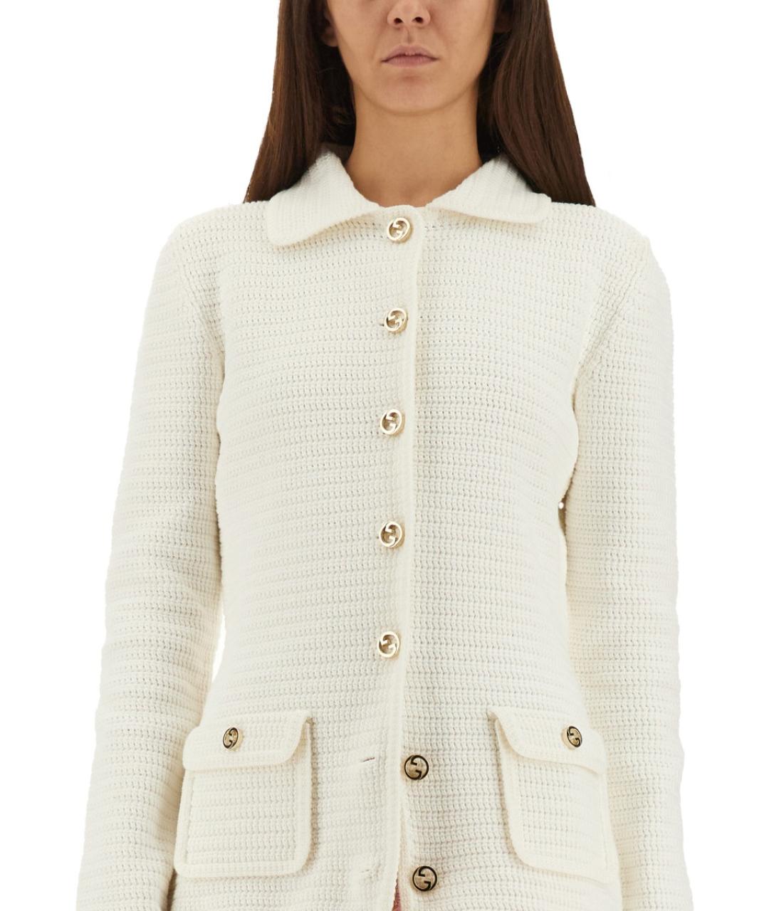 GUCCI Белый хлопковый кардиган, фото 5