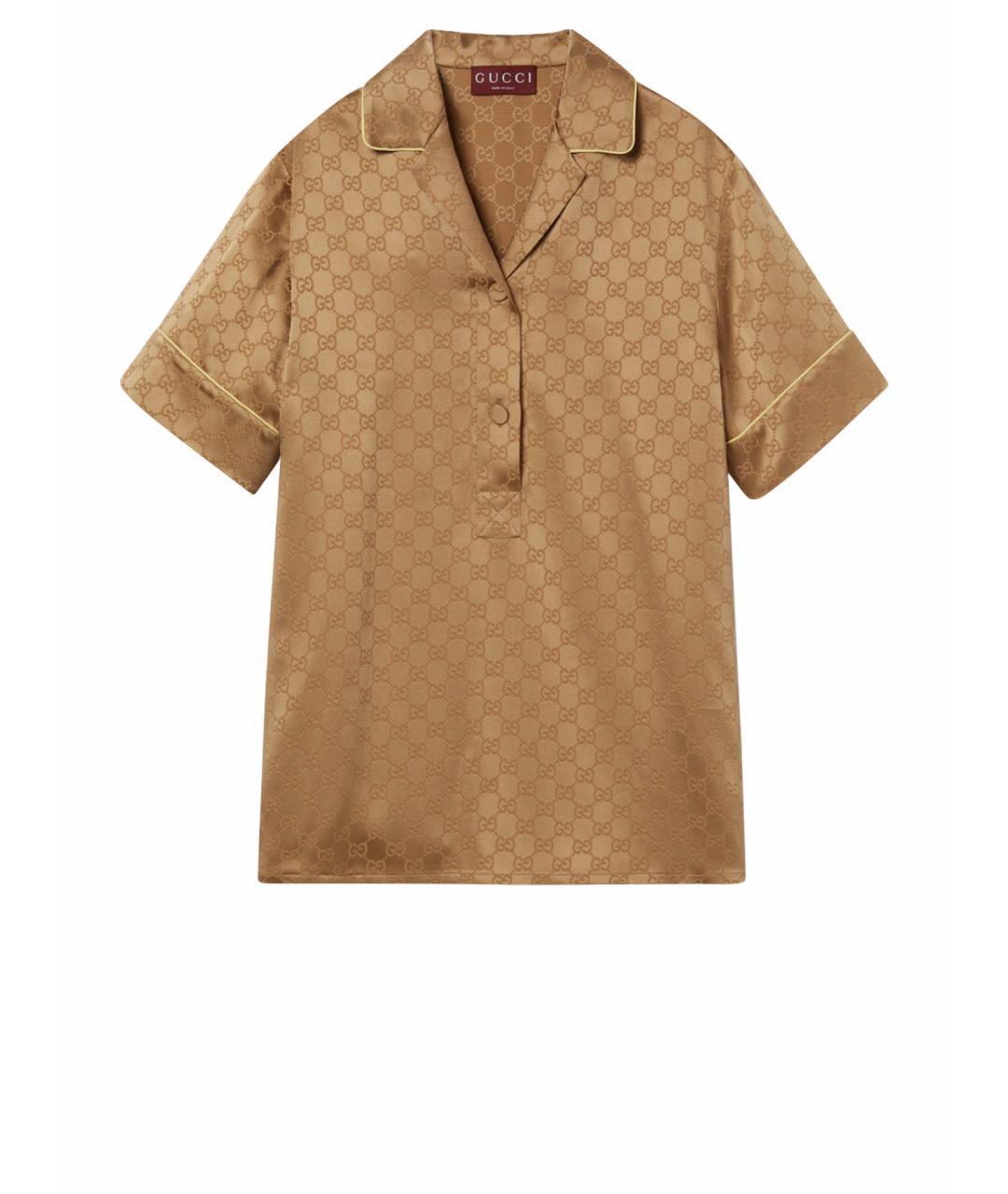 GUCCI Бежевая шелковая рубашка, фото 1