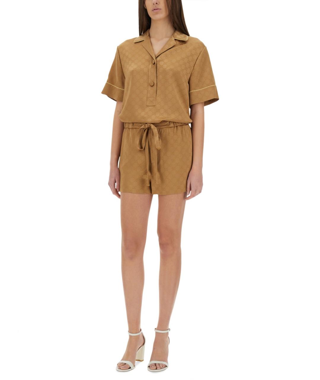 GUCCI Бежевая шелковая рубашка, фото 3