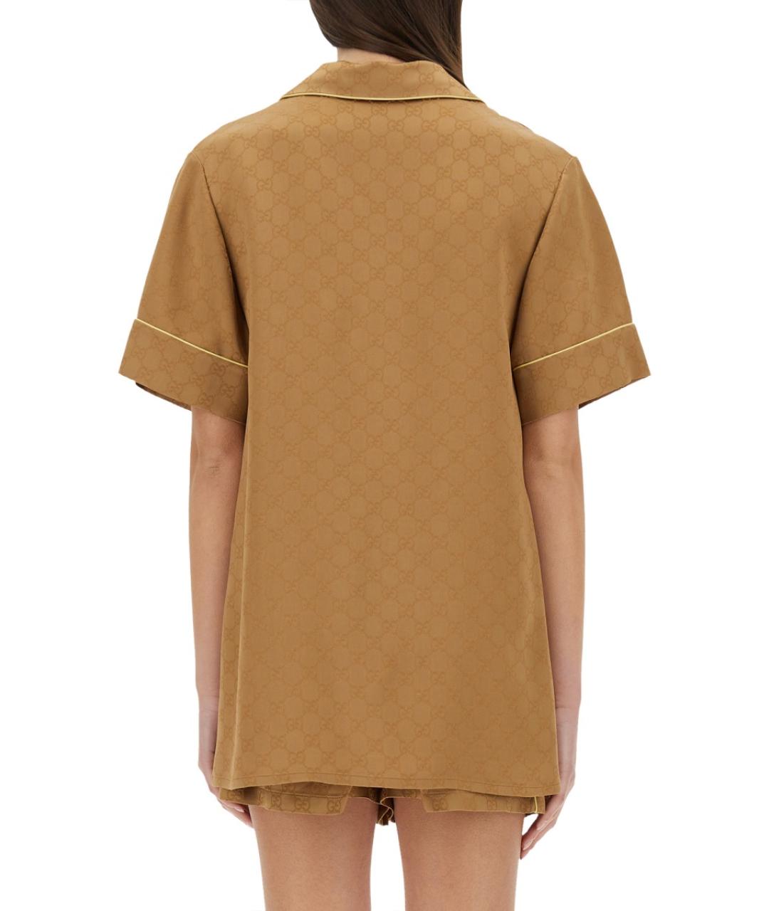 GUCCI Бежевая шелковая рубашка, фото 4