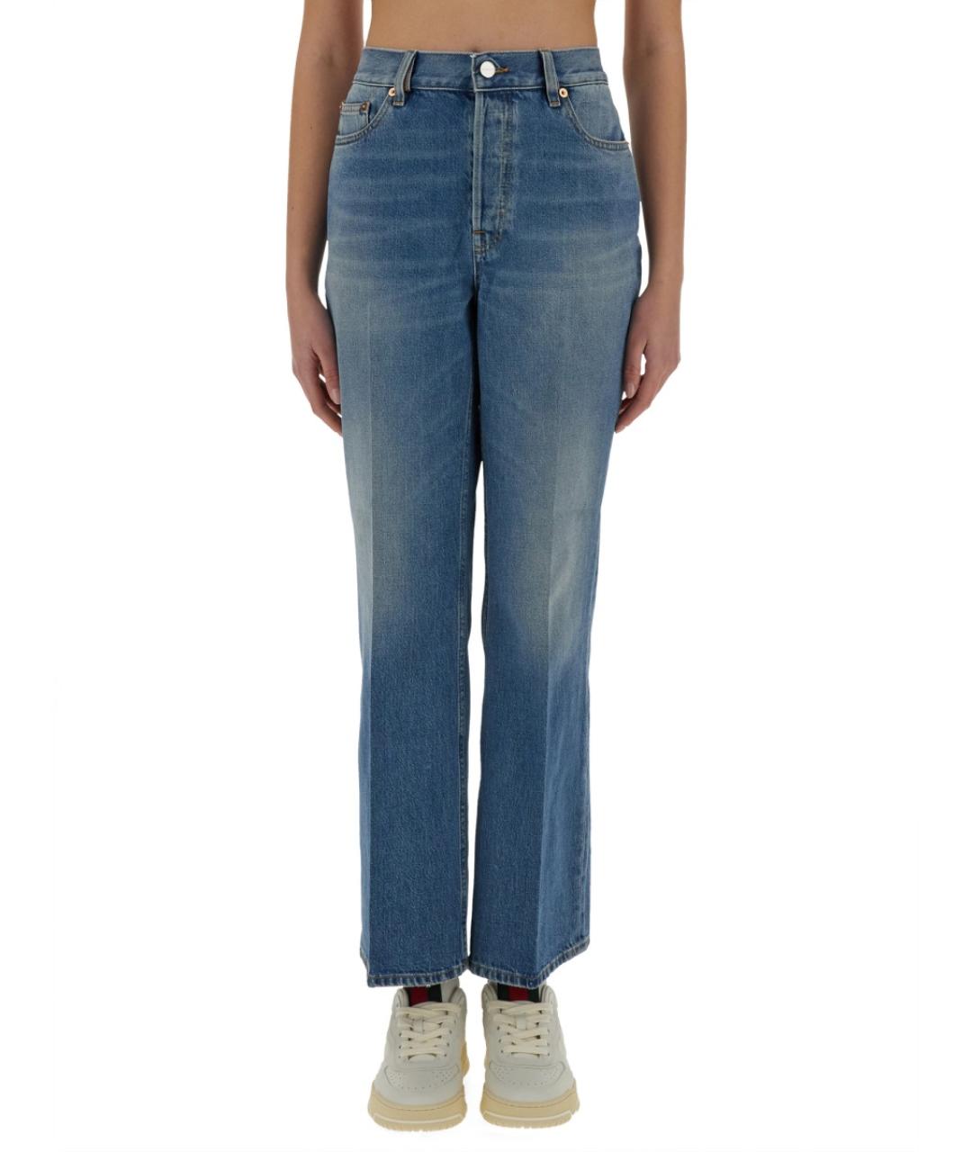 GUCCI Синие хлопковые прямые джинсы, фото 2