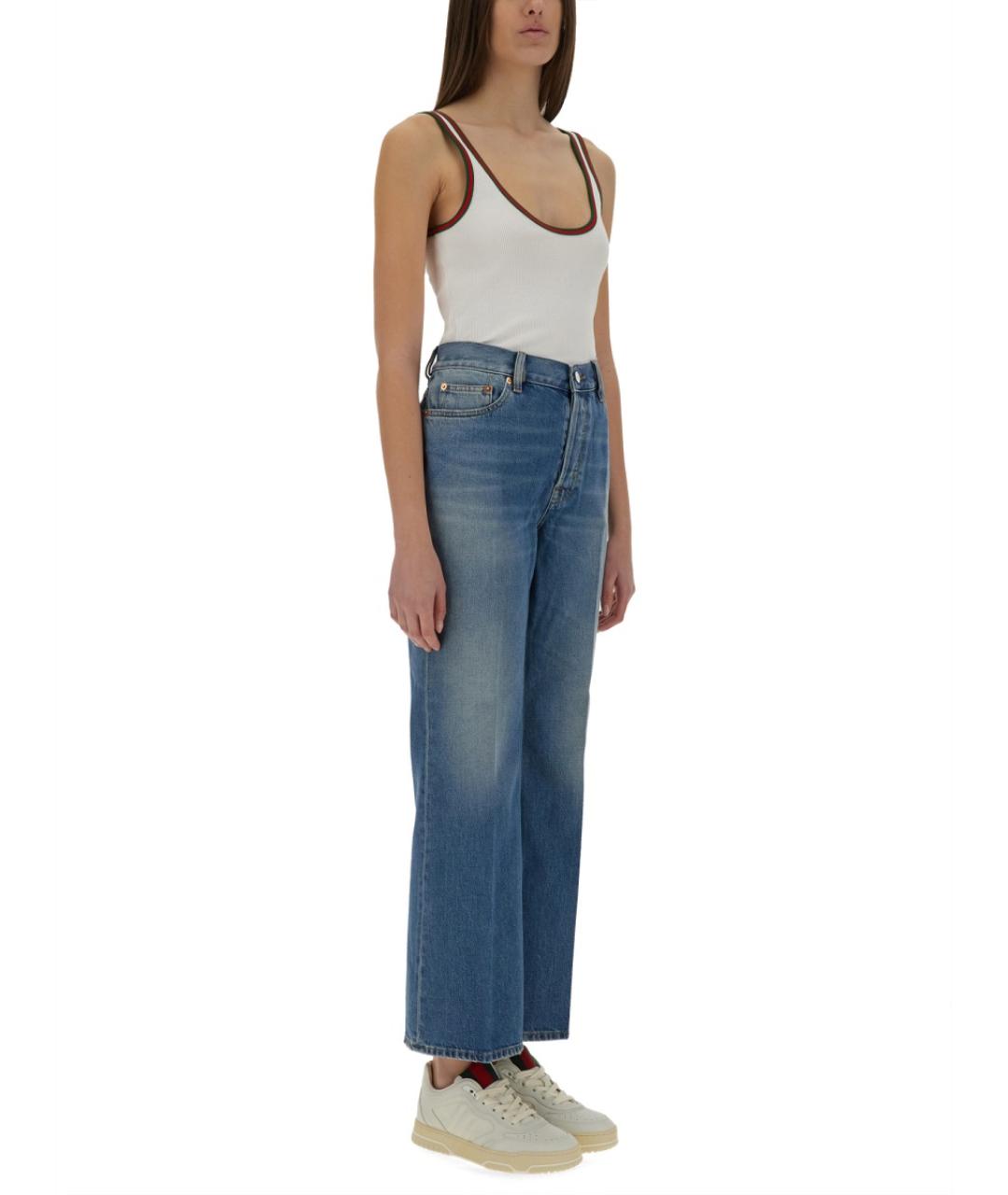 GUCCI Синие хлопковые прямые джинсы, фото 3