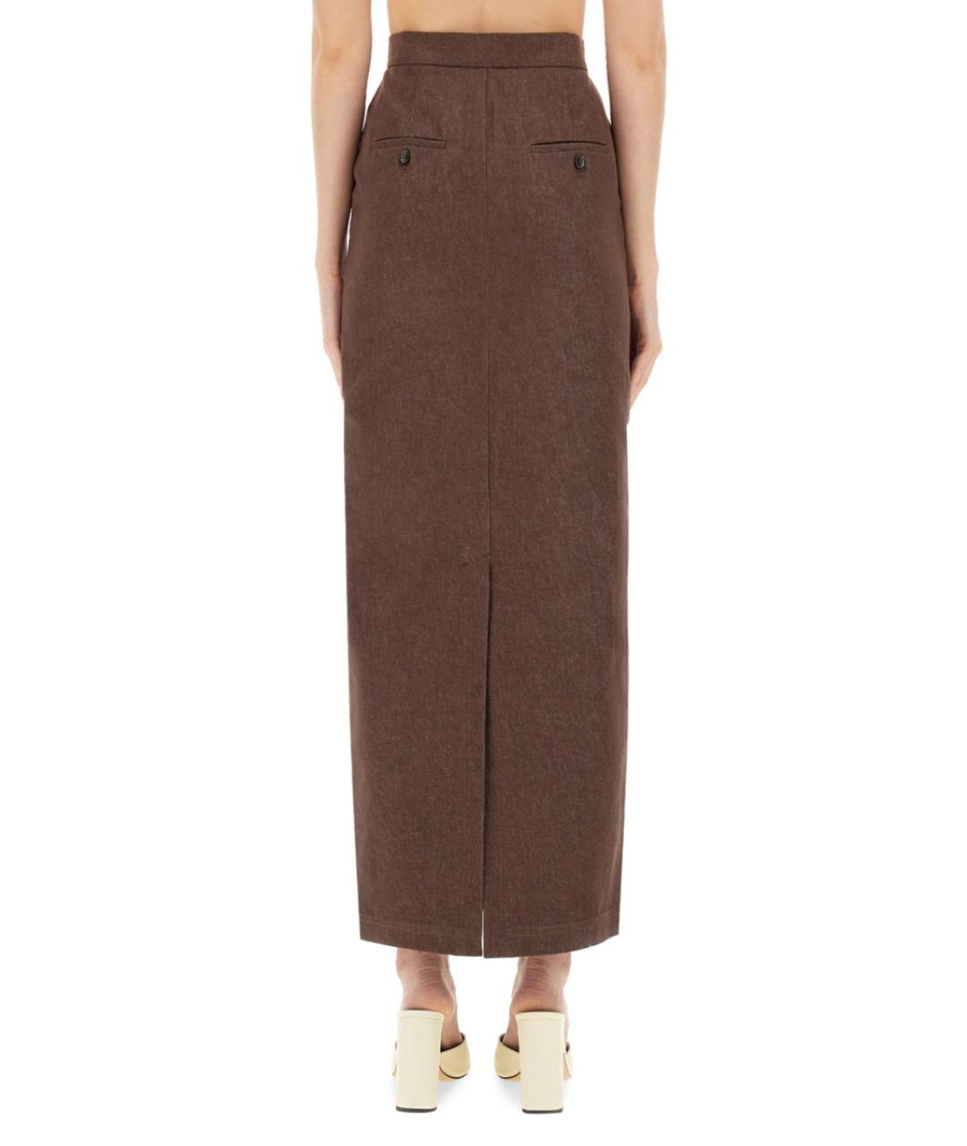 MAX MARA Коричневая хлопковая юбка макси, фото 3