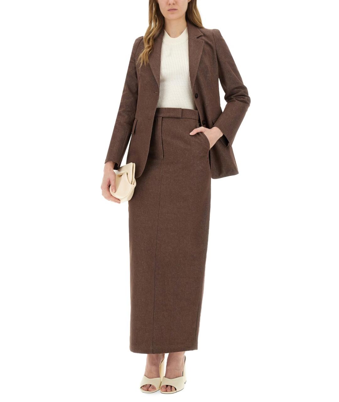 MAX MARA Коричневая хлопковая юбка макси, фото 2