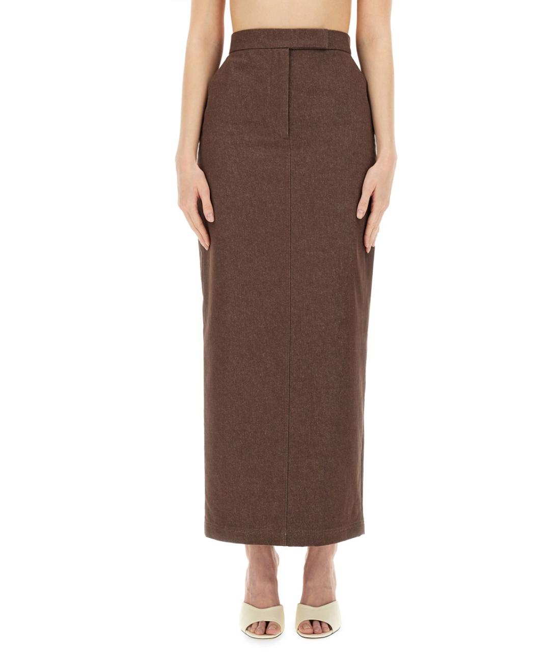 MAX MARA Коричневая хлопковая юбка макси, фото 5