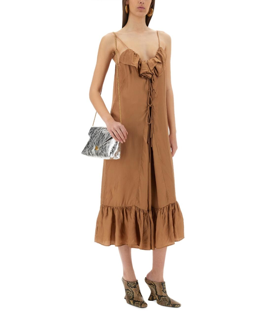 DRIES VAN NOTEN Бежевое вискозное повседневное платье, фото 3