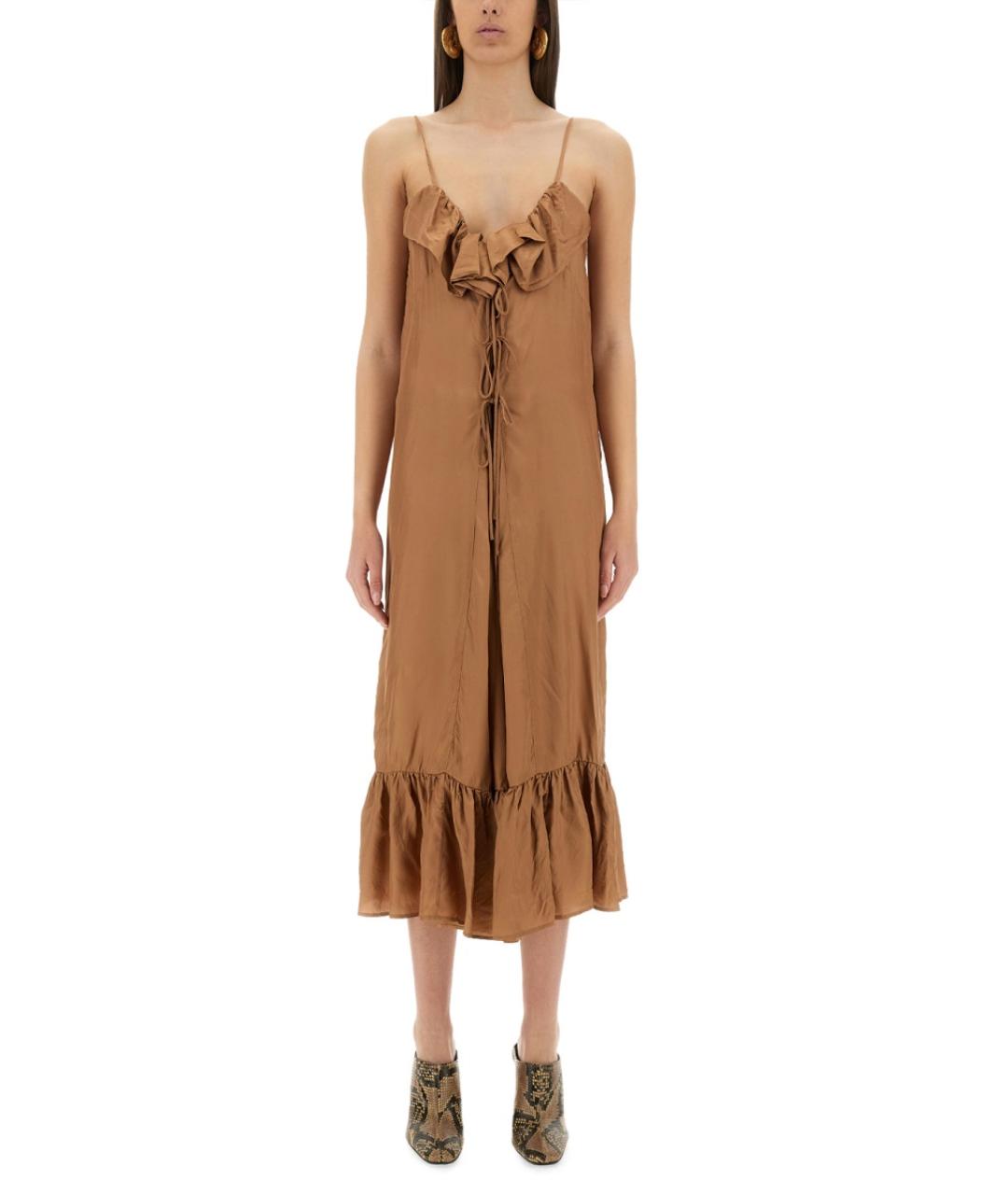 DRIES VAN NOTEN Бежевое вискозное повседневное платье, фото 2
